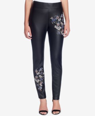 Catherine Malandrino - Jude Embroidered Faux-Leather Pants