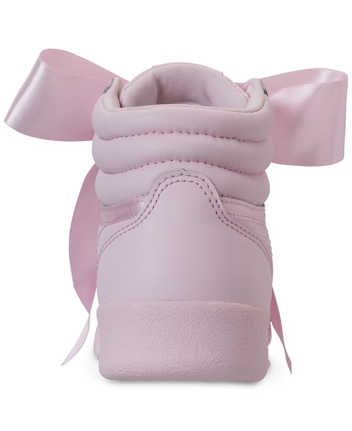 Reebok Little Girls' Freestyle Hi Satin Bow Casual Sneakers from Finish