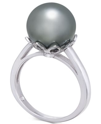 [Designer's Choice] Tahitian Black Pearl 9-10mm Bowtie Design Silver Rings