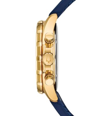 Men's Chronograph Marine Star Blue Leather & Silicone Strap Watch 43mm