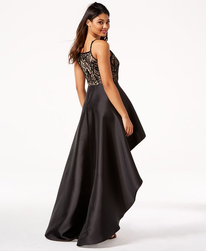 Crystal Doll Juniors' Sequin-Embellished High-Low Gown - Macy's