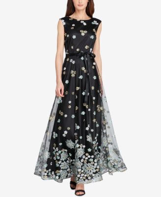 tahari asl embroidered gown