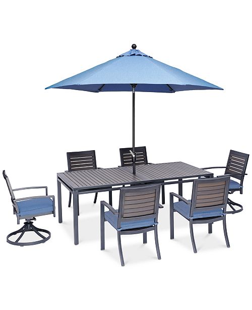 Furniture Harlough II 7Pc. Outdoor Dining Set (84" x 42" Dining Table, 4 Dining Chairs and 2