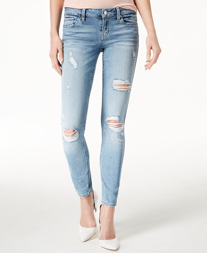 GUESS Low-Rise Distressed Skinny Jeans - Macy's