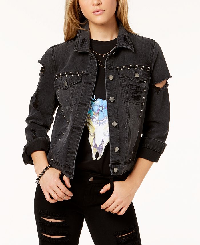 Material Girl Juniors' Cotton Studded Denim Jacket, Created for Macy's ...