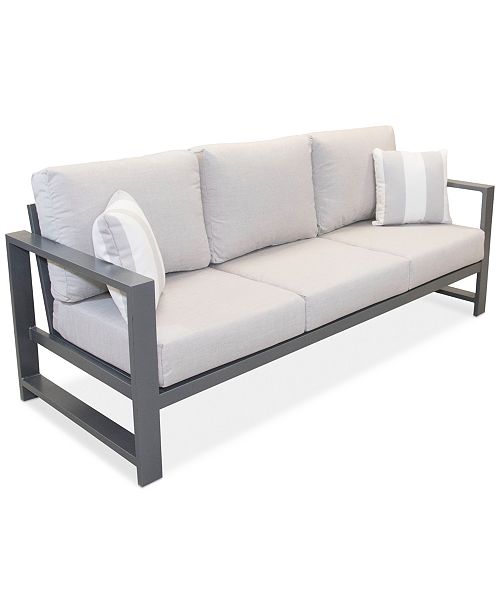 Furniture Aruba Grey Aluminum Outdoor Sofa With Sunbrella Cushion
