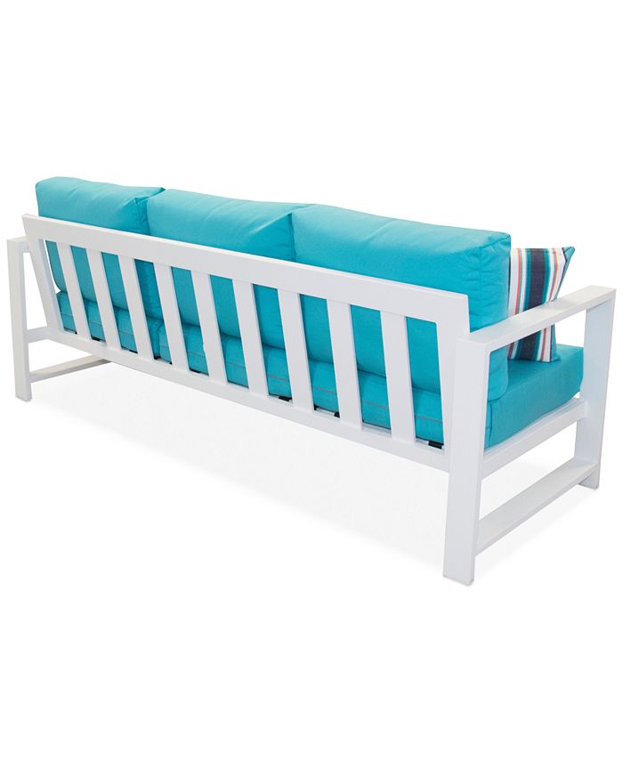 Furniture CLOSEOUT! Aruba Blue Aluminum Outdoor Sofa with Sunbrella