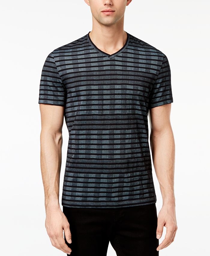 Alfani Men's Broken Multi-Stripe V-Neck T-Shirt, Created for Macy's ...