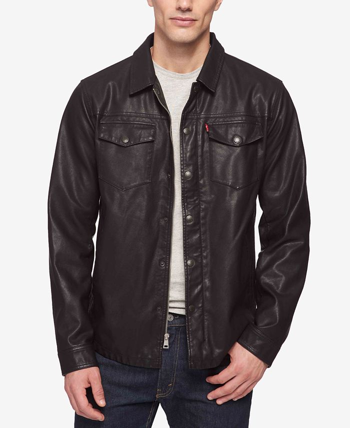 Levi's Men's Lightweight Faux Leather Shirt Jacket - Macy's