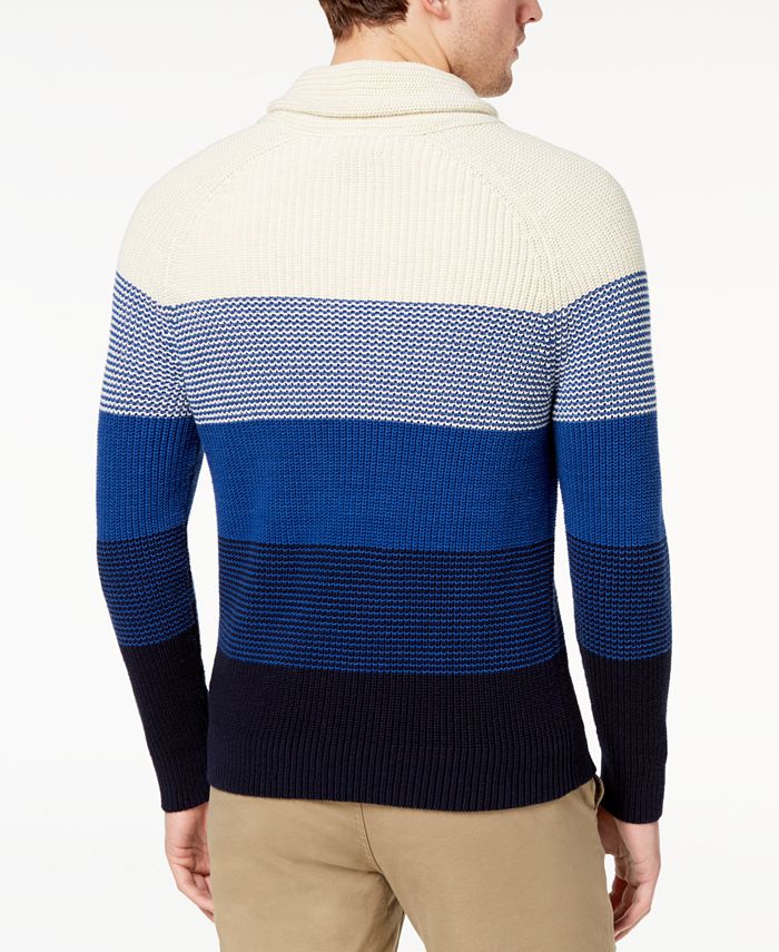 Brooks Brothers Men's Colorblocked Ribbed-Knit Shawl-Collar Sweater ...