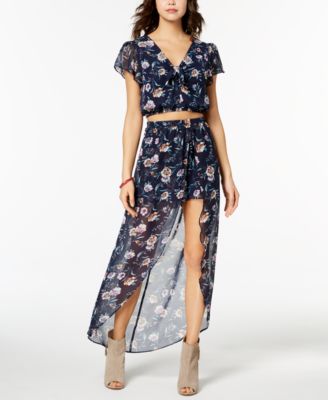 dress with crop top overlay