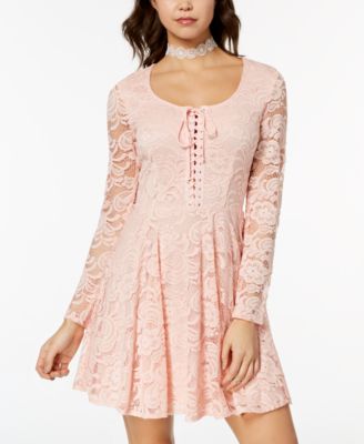 B Darlin Juniors' Lace Fit & Flare Dress - Macy's