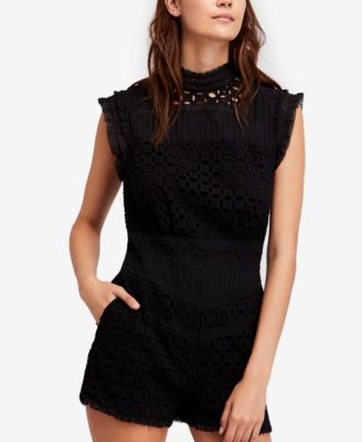 Free People - Victoria Cotton Lace-Trim Romper