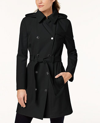 Calvin Klein Petite Double Breasted Belted Trench Coat, Created for Macy\'s  - Macy\'s
