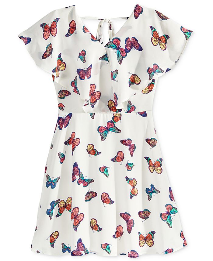Sequin Hearts Butterfly-Print Dress, Big Girls & Reviews - Dresses ...