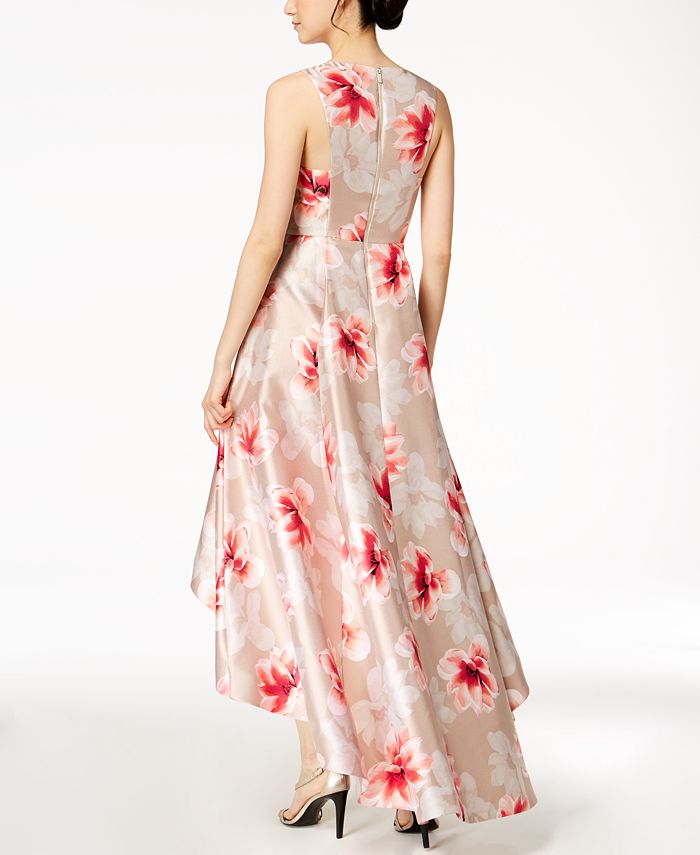 Calvin klein floral print high low dress sales