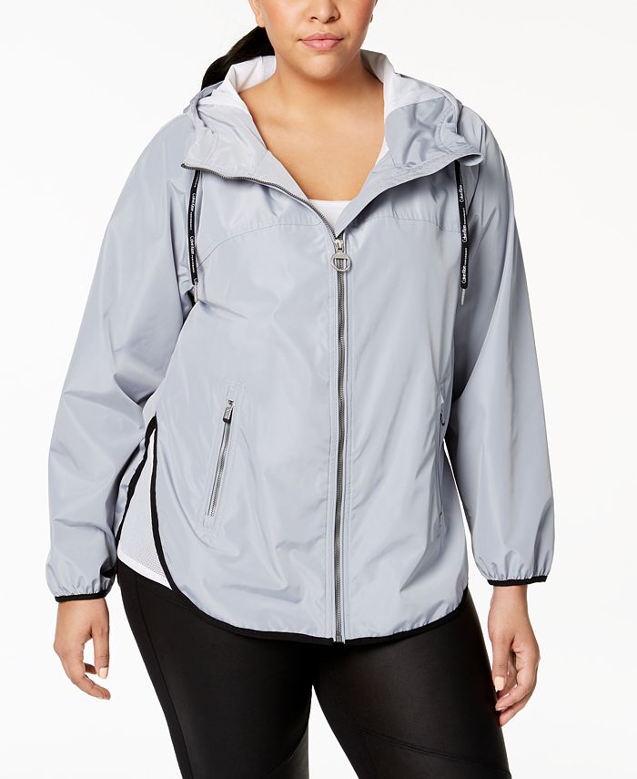 Calvin Klein Plus Size Spectator Crossover-Back Hooded Rain Jacket &  Reviews - Activewear Plus - Women - Macy's