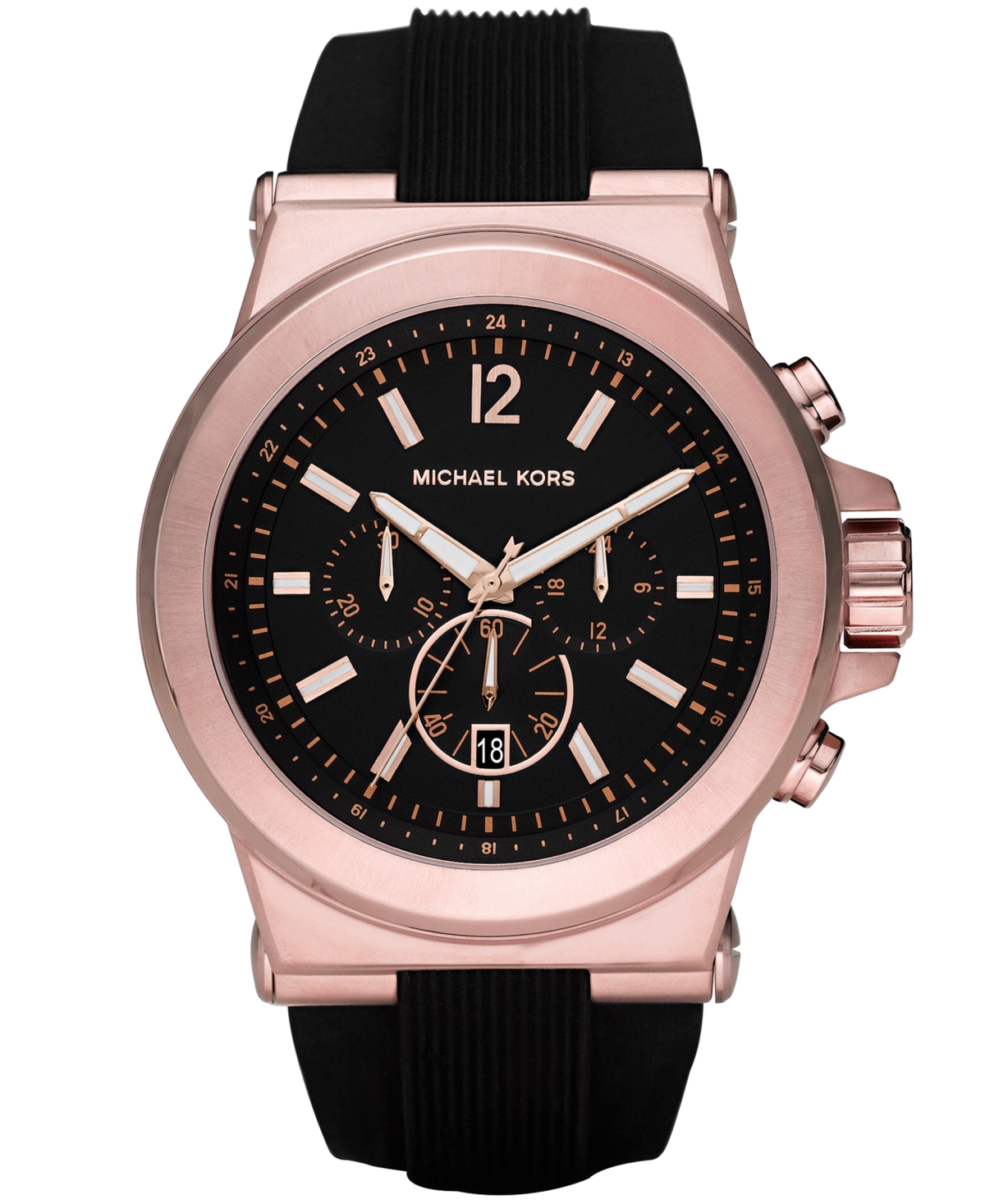 Michael Kors Men's Chronograph Dylan Black Silicone Strap Watch 48mm Mk8184 In No Color