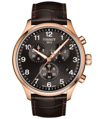 Tissot - Men's Swiss Chronograph Chrono XL Classic T-Sport Brown Leather Strap Watch 45mm