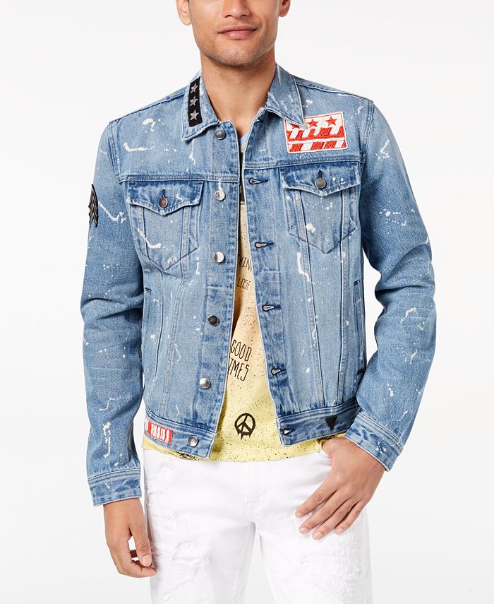 Mens bleached deals denim jacket