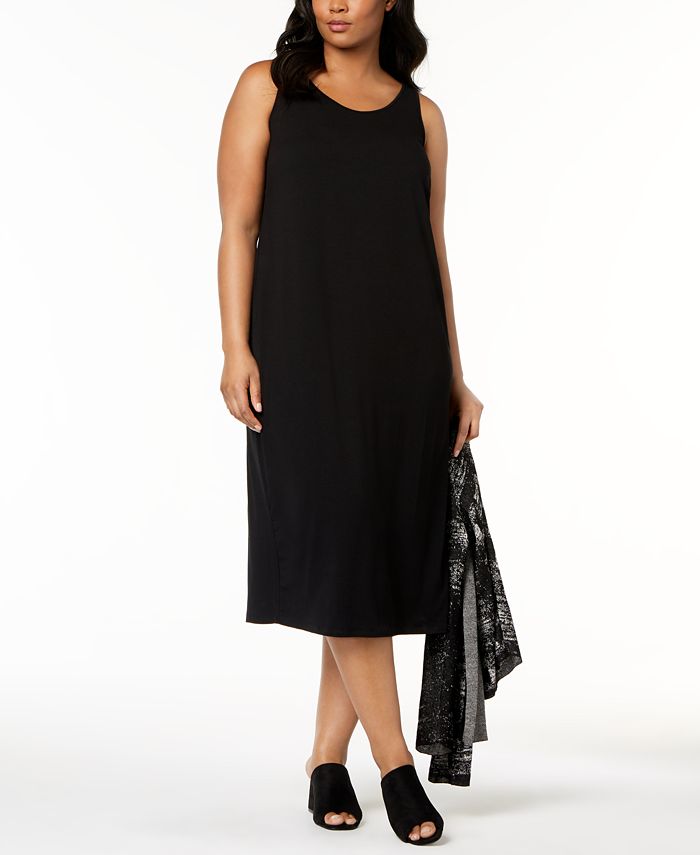 Star Vixen Women's Plus-Size Sleeveless Fit & Flare Dress - Ponte Knit With Colorblock Outline