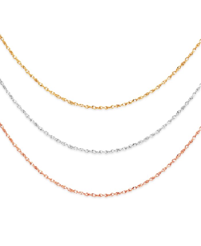 Italian Gold 14k Gold, 14k White Gold and 14k Rose Gold Necklaces, 16-20"