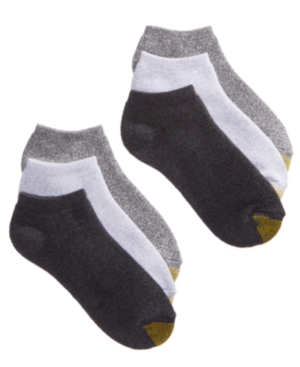Gold Toe WOMEN'S ANKLE CUSHION NO SHOW 6 PACK SOCKS, ALSO AVAILABLE IN EXTENDED SIZES