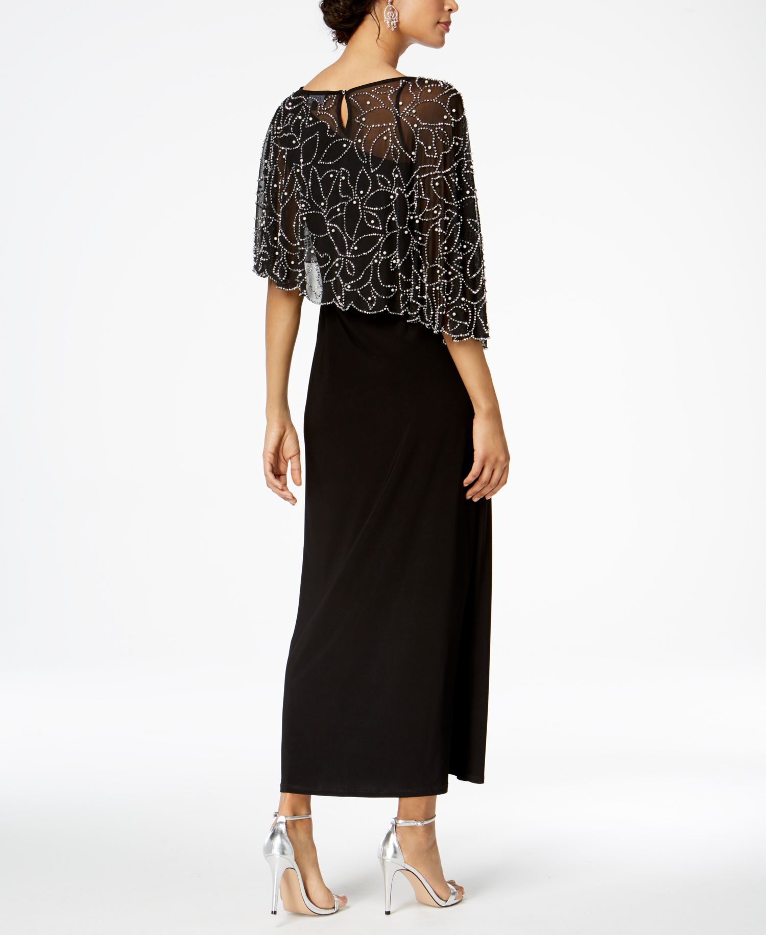 Petite Beaded Overlay Gown