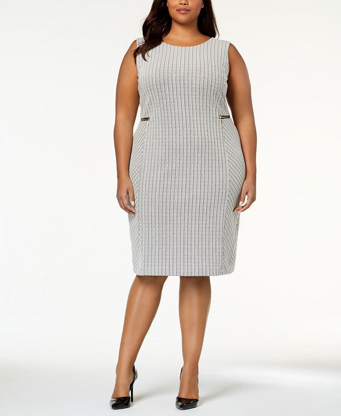 Calvin Klein Plus Size Zipper-Trim Sheath Dress - Macy's