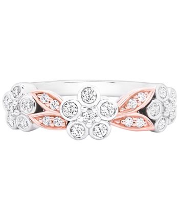 Wrapped in Love - Diamond Two-Tone Flower Ring (1/4 ct. t.w.) in 14k White & Rose Gold