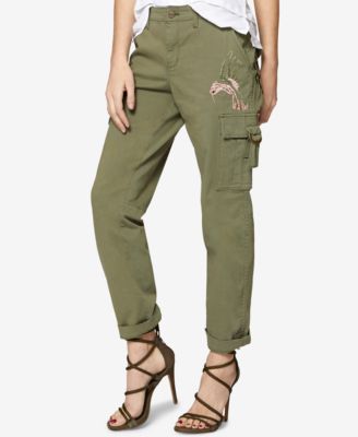 Sanctuary - Hummingbird-Embroidered Cargo Pants