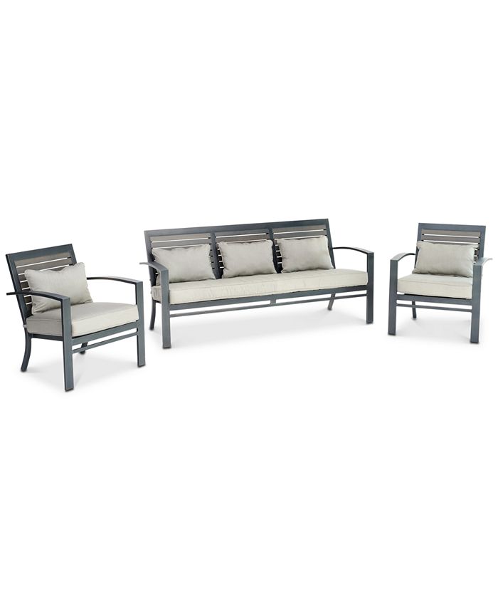 Furniture Marlough II Aluminum Outdoor 3Pc. Seating Set (1 Sofa, & 2