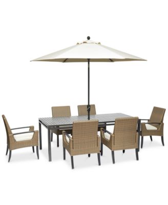 Furniture - Genevieve Outdoor 7-Pc. Dining Set (84" x 42" Dining Table & 6 Dining Chairs) with Sunbrella&reg; Cushions