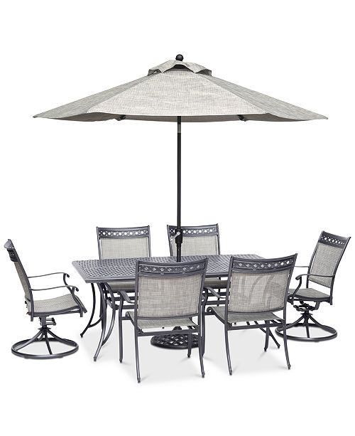 Vintage Ii Outdoor Aluminum 7 Pc Dining Set 72 X 38 Dining Table 4 Dining Chairs 2 Swivel Rockers Created For Macy S