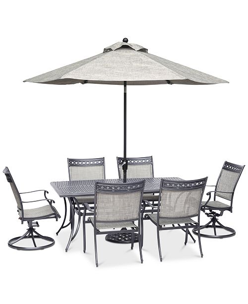 Furniture Vintage Ii Outdoor Cast Aluminum 7 Pc Dining Set 72 X