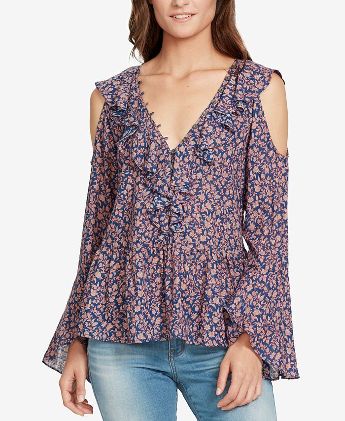 WILLIAM RAST Ruffled Cold-Shoulder Blouse - Macy's
