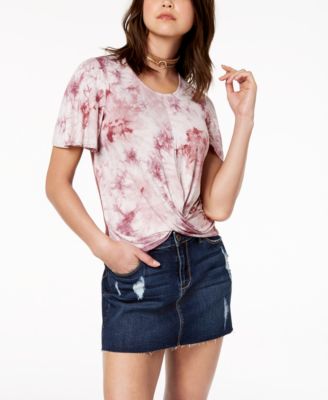 American Rag - Juniors' Twist-Front Tie-Dyed Top