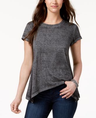 Style & Co - Burnout Handkerchief-Hem T-Shirt