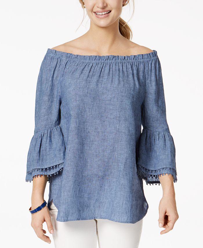 Charter Club Linen Off-The-Shoulder Top, Created for Macy's & Reviews ...