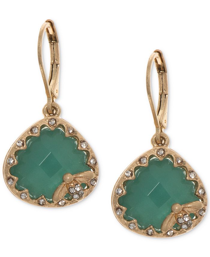 lonna & lilly Gold-Tone Pavé & Colored Stone Bee Drop Earrings - Macy's