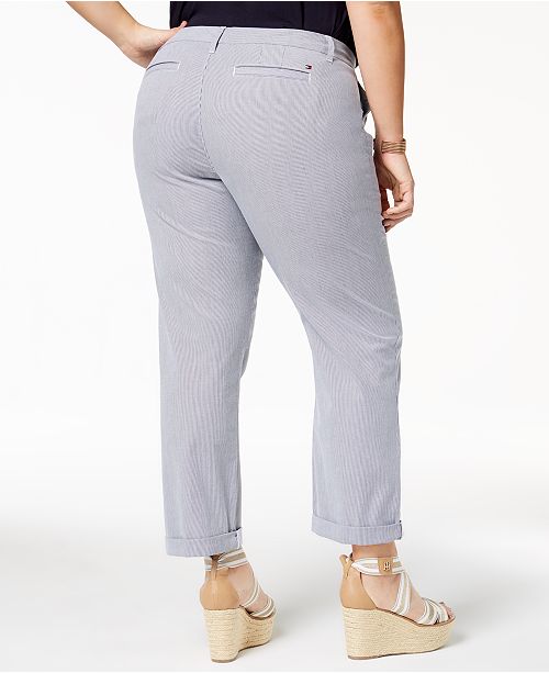 Tommy Hilfiger Plus Size Pinstripe Ankle Pants, Created for Macy's ...