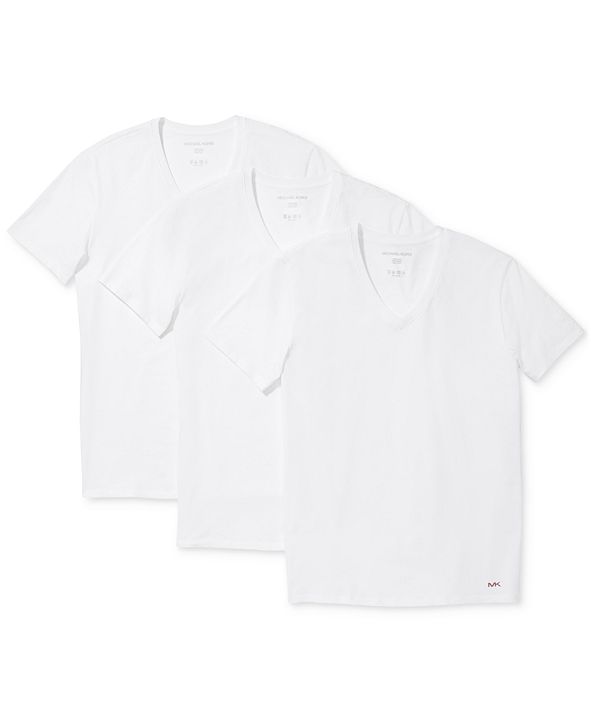 Michael Kors Men's Performance Cotton V-Neck Undershirts, 3-Pack ...