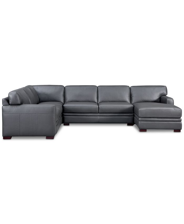 Furniture - Avenell 137" 3-Pc. Leather Sectional with Chaise, Created for Macy's