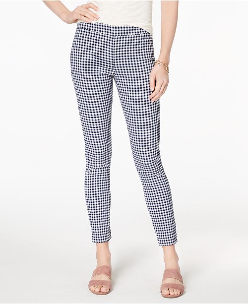 Maison Jules Gingham Print Skinny Pants Created For Macy S