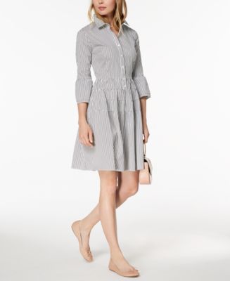 Maison Jules Striped Button-Down Fit & Flare Dress, Created for Macy's ...