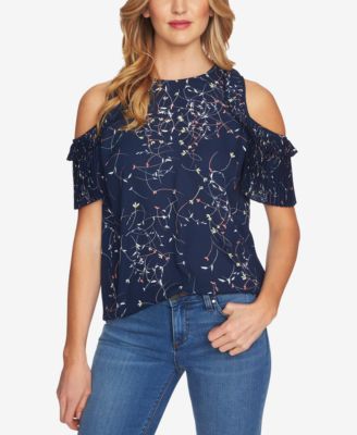 CeCe - Printed Cold-Shoulder Top