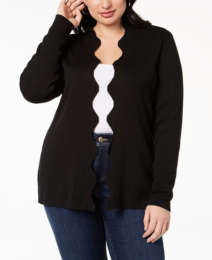 Belldini Plus Size Scalloped Cardigan - Macy's