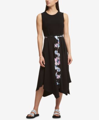 DKNY Belted Handkerchief-Hem Dress - Macy's