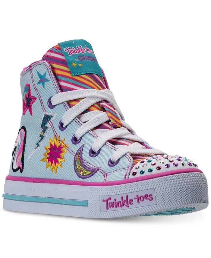 Skechers Little Girls' Toes: - Twist N Turns Light-Up High Top Casual Sneakers from Finish Line -