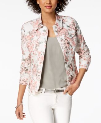 Floral print denim jacket best sale